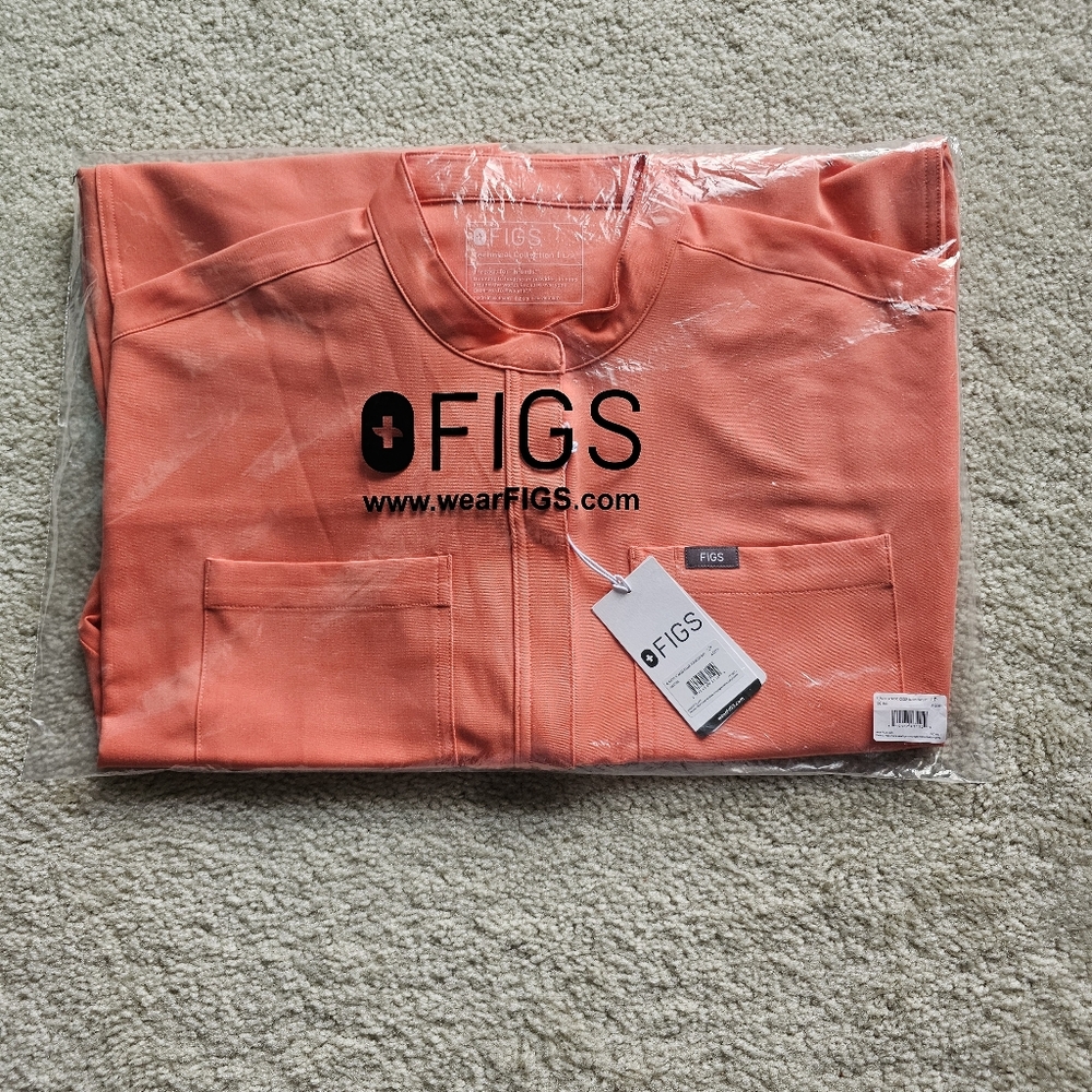 FIGS SUNSET ORANGE RAFEALA CARGO SCRUB JUMPSUIT.